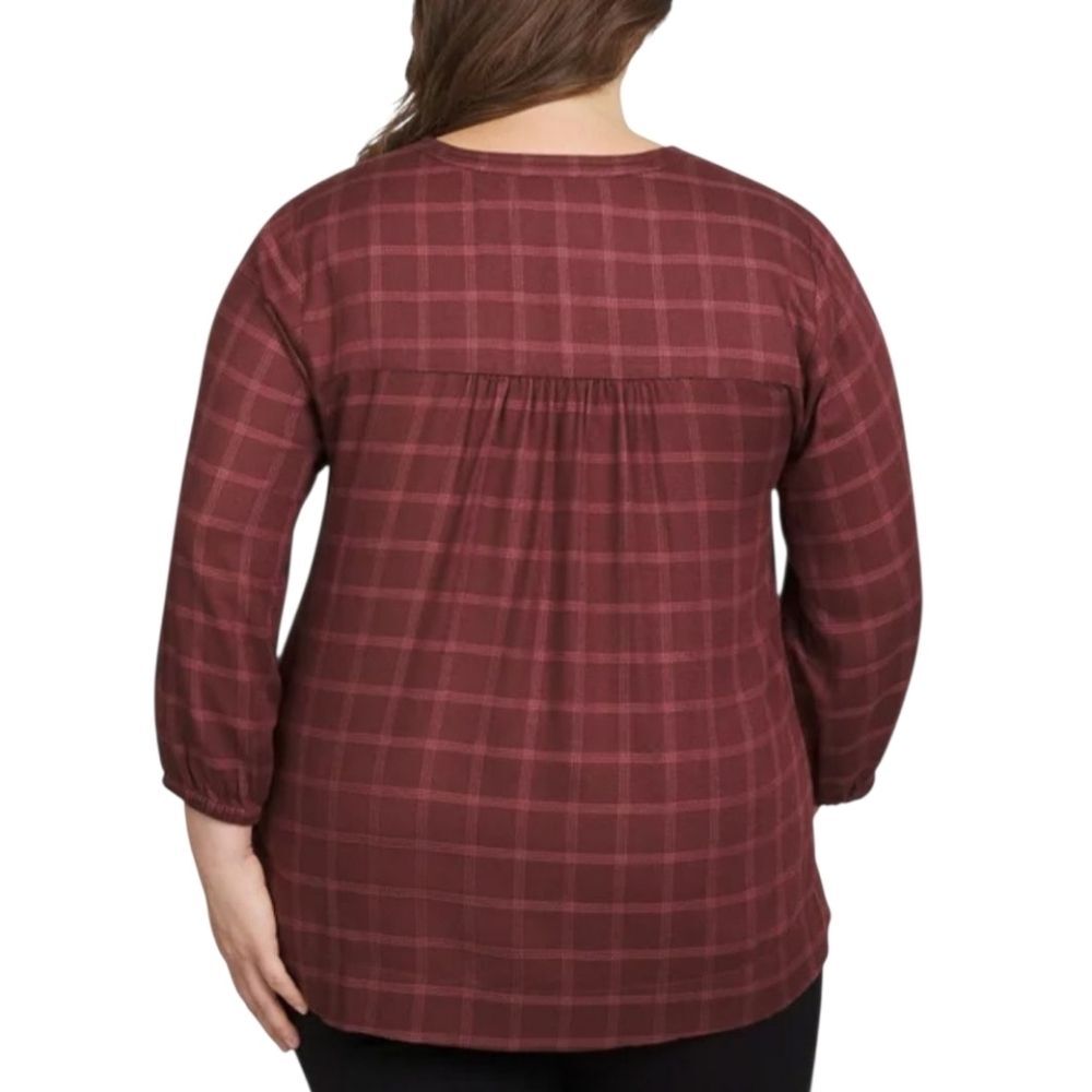 Wrangler Women's Blouses/ Shirt Long Sleeve Burgundy Red V-Neck Size XL - Picture 10 of 12